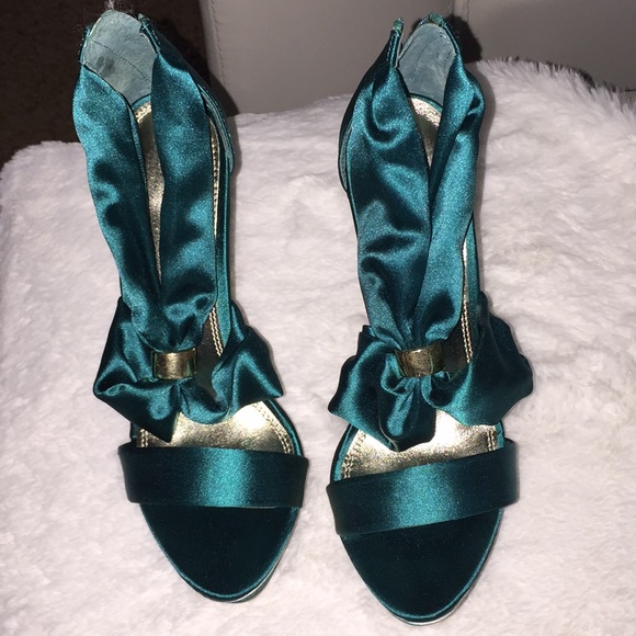 teal and gold shoes